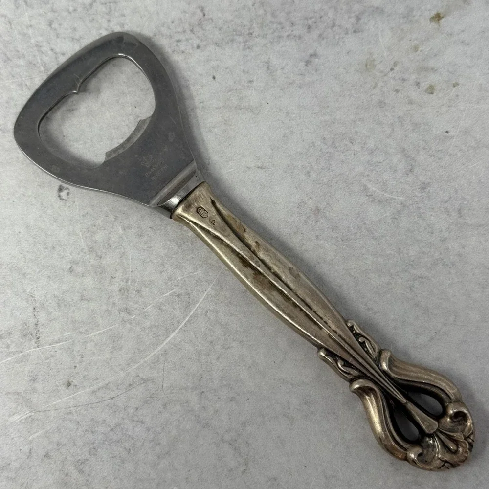 Vtg Bottle Opener RAADVAD RUSTFRI Silver Handle Nice Silverplate vintage barware